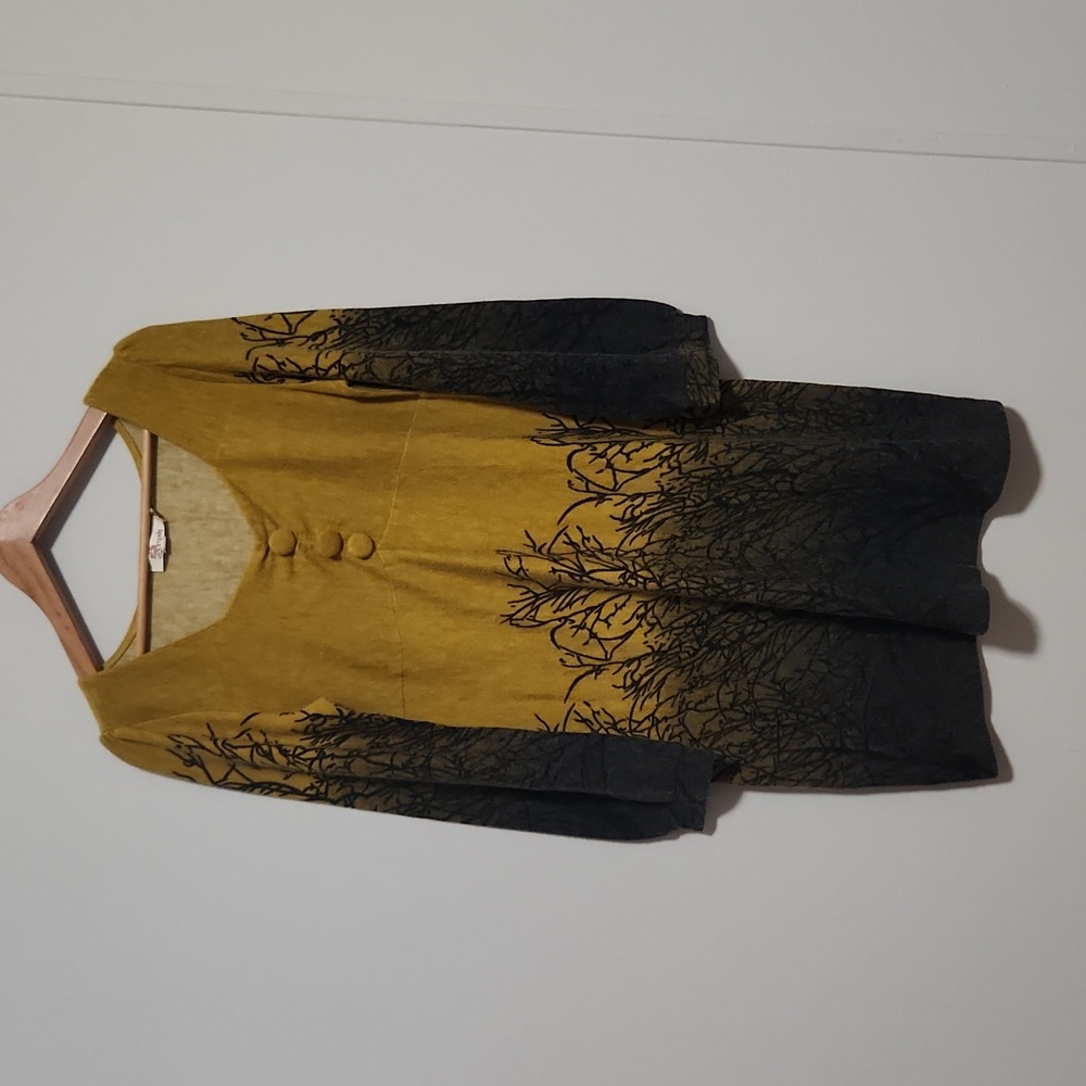 Aryeh MidCentury Y2K Yellow Floral Paisley Bell Sleeve Dress